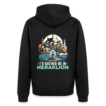 Héraklion Grèce Voyage Vacances Patrimoine Grec - Veste à capuche bio Premium Unisexe - noir - Dos - Nico (187cm)