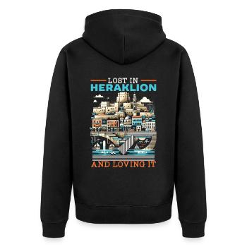 Héraklion Grèce Voyage Vacances Patrimoine Grec - Veste à capuche bio Premium Unisexe - noir - Dos - Nico (187cm)