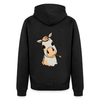 Fohlen Baby Pferd Kind Geburtstagsgeschenk Kind - Unisex Premium Bio Zip Hoodie - Schwarz - Hinten - Nico (187cm)