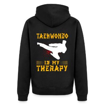 Le taekwondo est ma thérapie - Veste à capuche bio Premium Unisexe - noir - Dos - Nico (187cm)