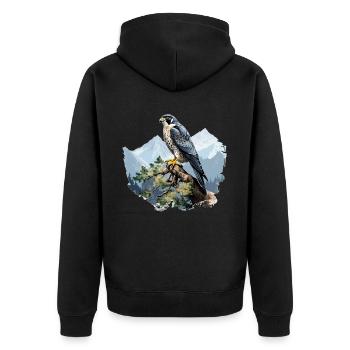 Peregrine Falcon Birdwatching Wildlife Bird lover - Unisex Premium Bio Zip Hoodie - Schwarz - Hinten - Nico (187cm)