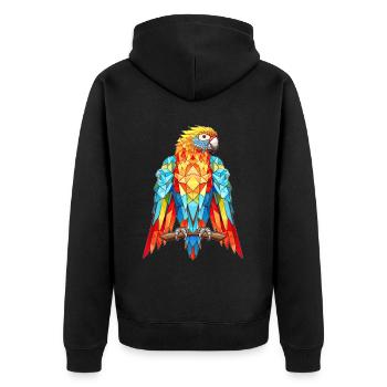 Macaw Parrot Parenting Geometric Bird Lover - Unisex Premium Bio Zip Hoodie - Schwarz - Hinten - Nico (187cm)