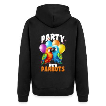 Kawaii Birthday Parrot Cute Parakeet Bird Lover - Unisex Premium Bio Zip Hoodie - Schwarz - Hinten - Nico (187cm)