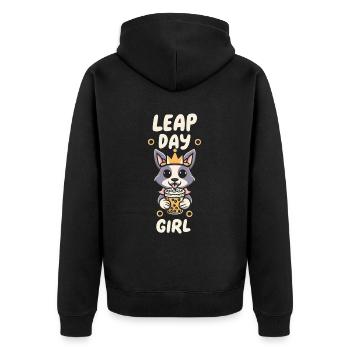 Anniversaire de la reine des jours bissextiles du 29 février - Veste à capuche bio Premium Unisexe - noir - Dos - Nico (187cm)