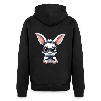 Süßer Kaninchenspieler Gaming Hasenliebhaber - Unisex Premium Bio Zip Hoodie - Schwarz - Hinten - Nico (187cm)