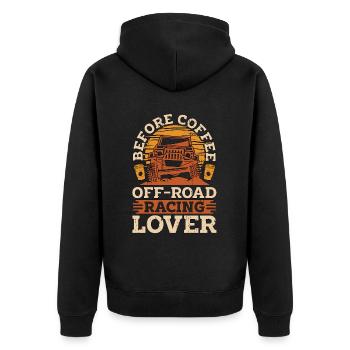 Off-Road Racing Lover Coffee Race Car Coffee Lover - Unisex Premium Organic Zip Hoodie - black - Back - Nico (187cm)