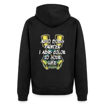 Ich füge Farbe zu Ihrem Leben Auto Spray Auto Auto Auto - Unisex Premium Bio Zip Hoodie - Schwarz - Hinten - Nico (187cm)
