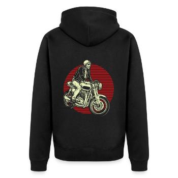 Motorrad Biker Motorbike Skull Motorcycle - Unisex Premium Organic Zip Hoodie - black - Back - Nico (187cm)