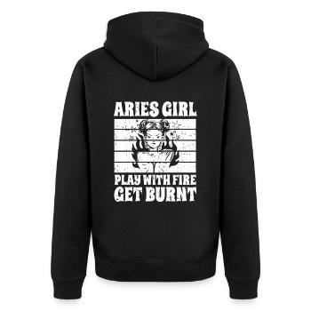 Widder Starke Frau - Unisex Premium Bio Zip Hoodie - Schwarz - Hinten - Nico (187cm)