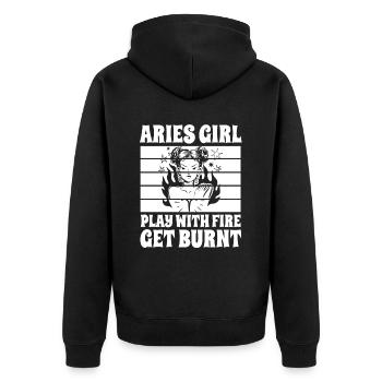 Widder Starke Frau - Unisex Premium Bio Zip Hoodie - Schwarz - Hinten - Nico (187cm)