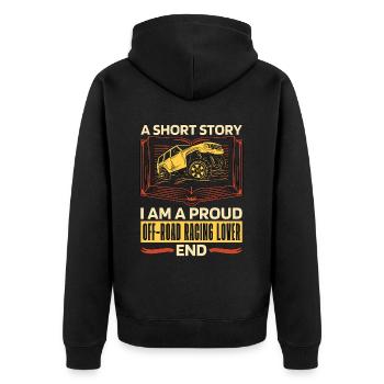 Off-Road Racing Lover A Short Story Off-Road Racer - Unisex Premium Bio Zip Hoodie - Schwarz - Hinten - Nico (187cm)