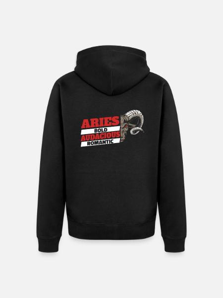 Aries Zodiac Signs Features - Unisex Premium Organic Zip Hoodie - black