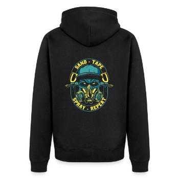 Sand Tape Spray Repeat Automotive Vehicle Car - Unisex Premium Organic Zip Hoodie - black - Back - Nico (187cm)
