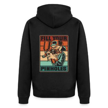 Retro Fill Your Pinholes Car Spray Automotive Car - Unisex Premium Organic Zip Hoodie - black - Back - Nico (187cm)