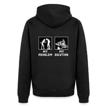 Snowmobile Racing My Problem My Pictogram Dad Mom - Unisex Premium Organic Zip Hoodie - black - Back - Nico (187cm)
