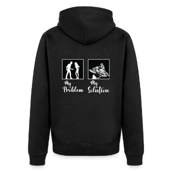 Snowmobile Racing My Problem My Pictogram Mom Dad - Unisex Premium Organic Zip Hoodie - black - Back - Nico (187cm)