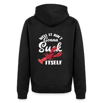 Wortspiel Langusten Essen Sprüche Spruch - Unisex Premium Bio Zip Hoodie - Schwarz - Hinten - Nico (187cm)