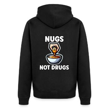 Croquettes de poulet drôle pépite de poulet dessin - Veste à capuche bio Premium Unisexe - noir - Dos - Nico (187cm)