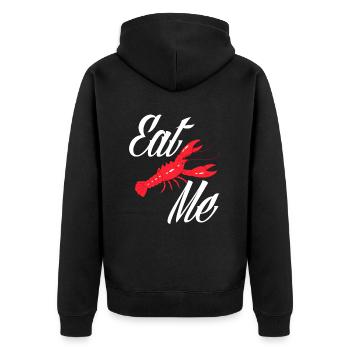 Langusten Ess Mich - Unisex Premium Bio Zip Hoodie - Schwarz - Hinten - Nico (187cm)