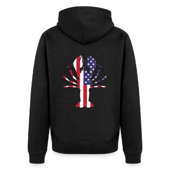 Langusten USA - Unisex Premium Bio Zip Hoodie - Schwarz - Hinten - Nico (187cm)