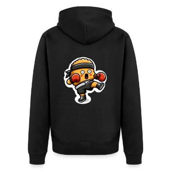 Funny Chicken Nuggets Kickboxing Boxing Lover - Unisex Premium Organic Zip Hoodie - black - Back - Nico (187cm)