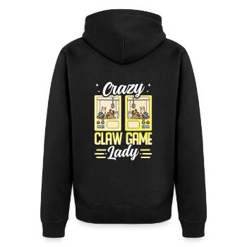 Claw Game Funny Claw Machine - Unisex Premium Organic Zip Hoodie - black - Back - Nico (187cm)