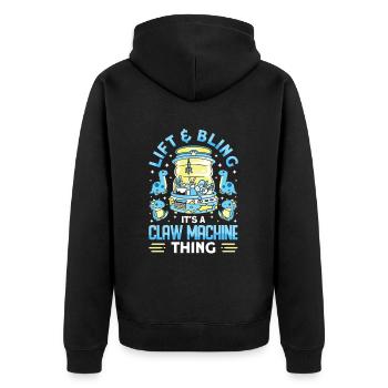 Claw Game Funny Claw Machine - Unisex Premium Organic Zip Hoodie - black - Back - Nico (187cm)