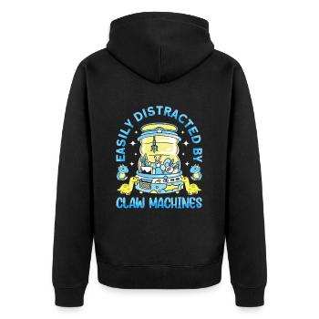 Claw Game Funny Claw Machine - Unisex Premium Organic Zip Hoodie - black - Back - Nico (187cm)