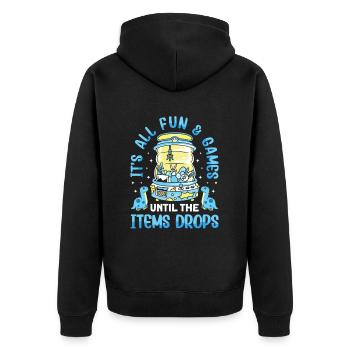 Claw Game Funny Claw Machine - Unisex Premium Organic Zip Hoodie - black - Back - Nico (187cm)