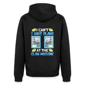 Claw Game Funny Claw Machine - Unisex Premium Organic Zip Hoodie - black - Back - Nico (187cm)