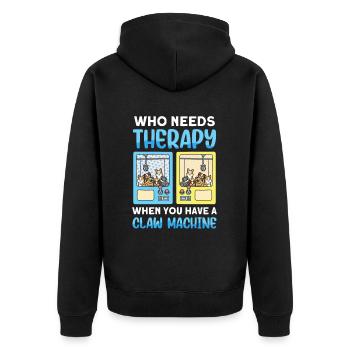 Claw Game Funny Claw Machine - Unisex Premium Organic Zip Hoodie - black - Back - Nico (187cm)