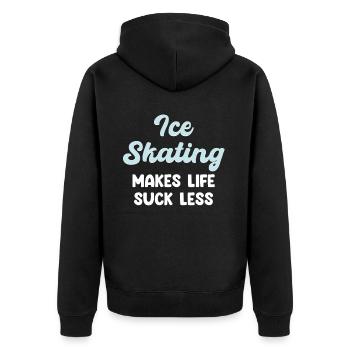 Schlittschuhlaufen Macht Das Leben Weniger - Unisex Premium Bio Zip Hoodie - Schwarz - Hinten - Nico (187cm)
