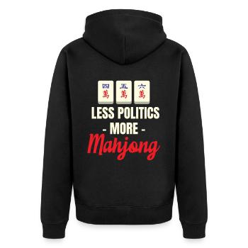 Less politics, more mahjong gambling, - Unisex Premium Organic Zip Hoodie - black - Back - Nico (187cm)