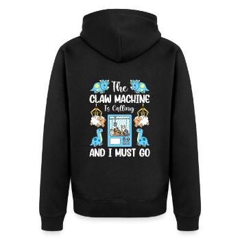 Claw Game Funny Claw Machine - Unisex Premium Organic Zip Hoodie - black - Back - Nico (187cm)