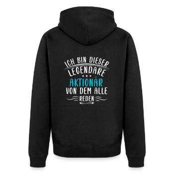 Lustige Aktionär Sprüche Börse Investor Finanzen - Veste à capuche bio Premium Unisexe - noir - Dos - Nico (187cm)