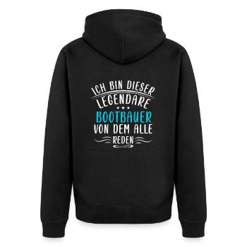 Lustige Bootbauer Sprüche Schiff Wasser Handwerk - Unisex Premium Organic Zip Hoodie - black - Back - Nico (187cm)