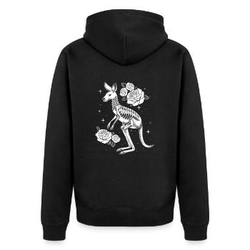 Kangaroo Flower Skeleton Flower Animal - Unisex Premium Organic Zip Hoodie - black - Back - Nico (187cm)