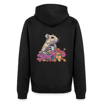 Hamster Gold Hamster Flower Skeleton Flower Animal - Unisex Premium Organic Zip Hoodie - black - Back - Nico (187cm)