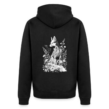 Fox Flower Skeleton Flower Animal - Unisex Premium Organic Zip Hoodie - black - Back - Nico (187cm)