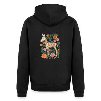 Muli Donkey Flower Skeleton Flower Animal - Unisex Premium Organic Zip Hoodie - black - Back - Nico (187cm)