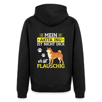 Akita Inu is just fluffy Japanese Akita Inu - Unisex Premium Organic Zip Hoodie - black - Back - Nico (187cm)