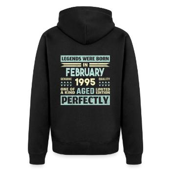 29e anniversaire février Vintage 1995 idée cadeau - Veste à capuche bio Premium Unisexe - noir - Dos - Nico (187cm)