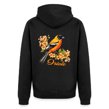 Oriole Bird Watching Vintage Floral Birding Birder - Unisex Premium Bio Zip Hoodie - Schwarz - Hinten - Nico (187cm)