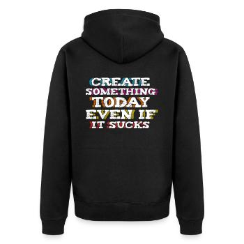 Daily Motivational Positive Thinking Quotes - Unisex Premium Bio Zip Hoodie - Schwarz - Hinten - Nico (187cm)