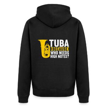 Tuba Tubist - Unisex Premium Bio Zip Hoodie - Schwarz - Hinten - Nico (187cm)