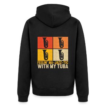 Tuba Tubist - Unisex Premium Bio Zip Hoodie - Schwarz - Hinten - Nico (187cm)