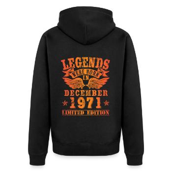 Legends were born in Dezember 1971 Geburtstag - Unisex Premium Bio Zip Hoodie - Schwarz - Hinten - Nico (187cm)