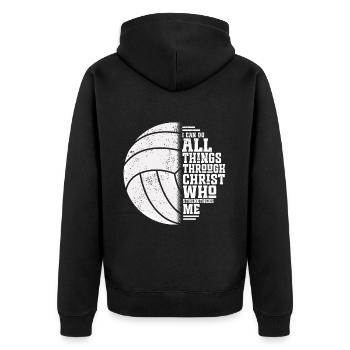I Can Do All Things Through Christ Volleyball - Unisex Premium Bio Zip Hoodie - Schwarz - Hinten - Nico (187cm)