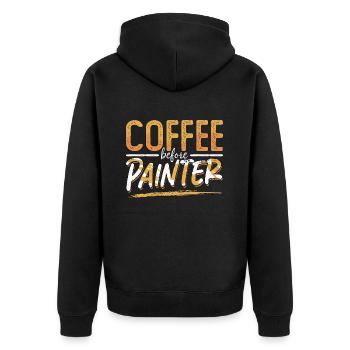 Painter Coffee Before Craftsmanship Coffee Lover - Unisex Premium Bio Zip Hoodie - Schwarz - Hinten - Nico (187cm)