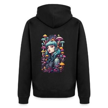 Festival des champignons Psy Trance Goa E-Girl Design - Veste à capuche bio Premium Unisexe - noir - Dos - Nico (187cm)
